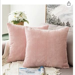 MIULEE Set of 2, Corduroy Soft Soild Decorative Square Throw Pillow 18 x 18 Inch